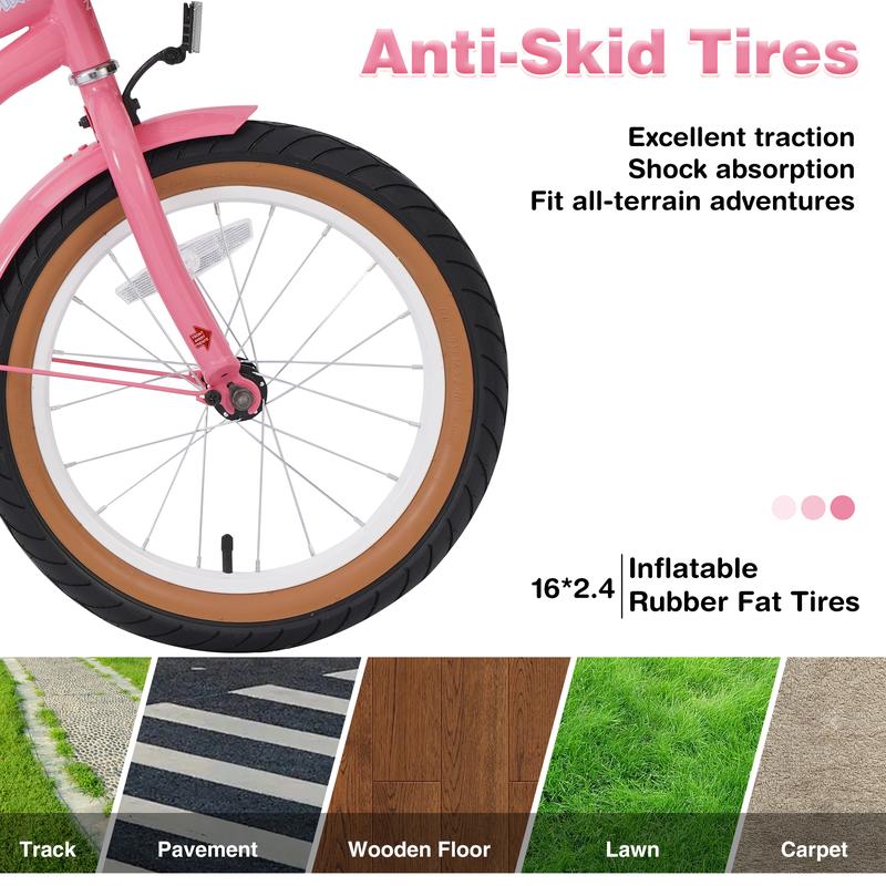 Multiple Colors,Girls Bike  for 4-7Years Old Kids,16 inch  wheel ,Training Wheels Included