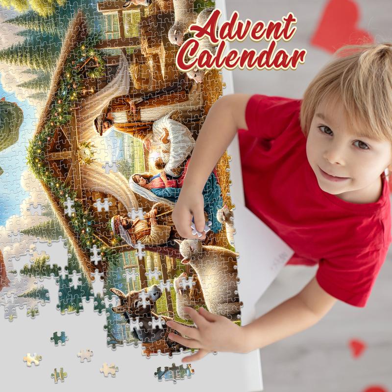 2024 Nativity Set Puzzle Advent Calendar Christmas for Boys and Adults Gift 24 Boxes Religous Jesus Holiday Countdown Unique Decorative