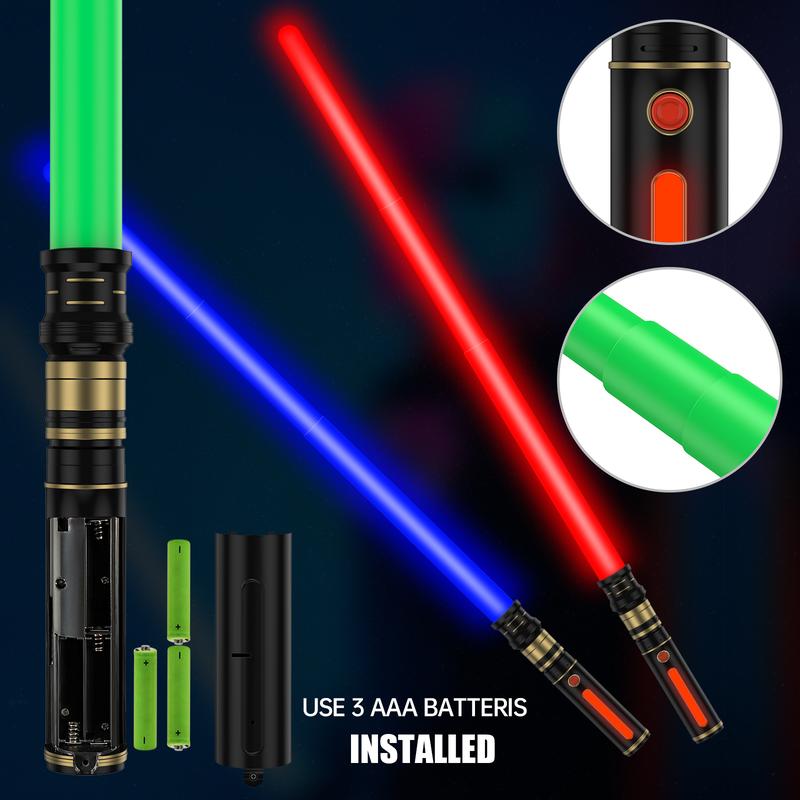 Light up Sabers for Kids, 3 Packs 3 Colors Light Sword with FX Sound (Motion Sensitive) and Glowing Handle, Expandable Light Sabers Set for Halloween Xmas Children's Day Gifts