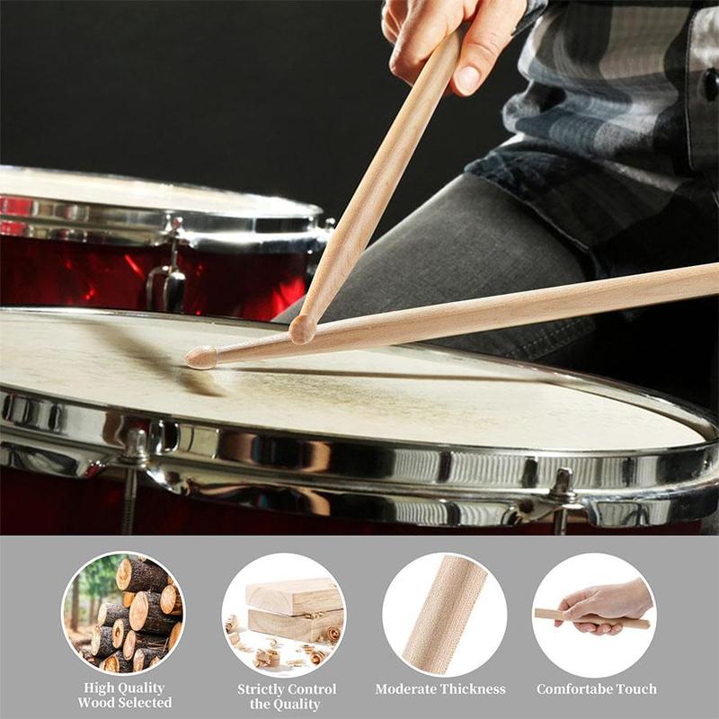 Drum Sticks, 1 Pair Classic Maple Drumsticks for Adults and Beginners, Musical Instrument Accessories for Home and Studio