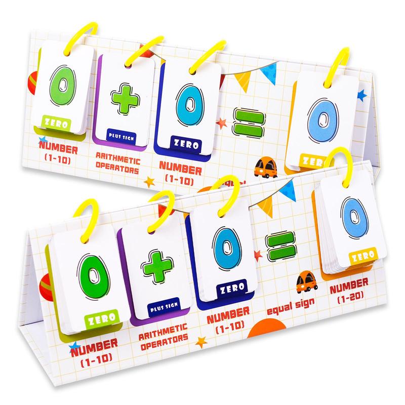 Number Calculator Card (1 Set), Math Calculator Card Desktop Toy, Including 45pcs Double Sided Pictures Cards, Educational Math Learning Card, Office Stationery & Supplies