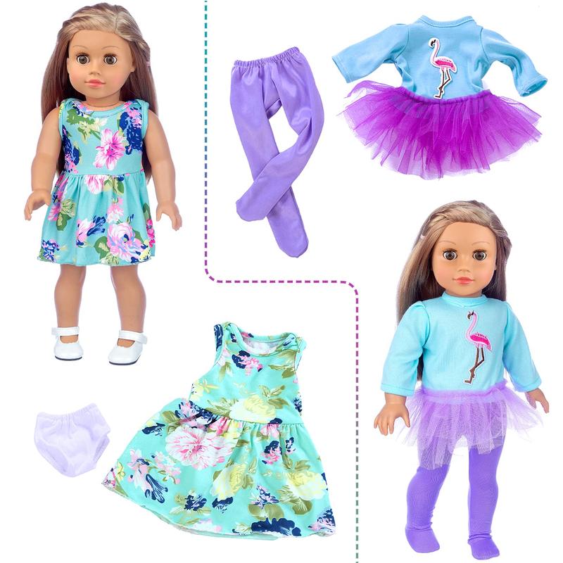 24 Pcs American Doll Clothes for 18 inch Doll Clothes and Accessories - Doll Clothing Outfits Dress Swimsuits Tights for 18 Inch Dolls