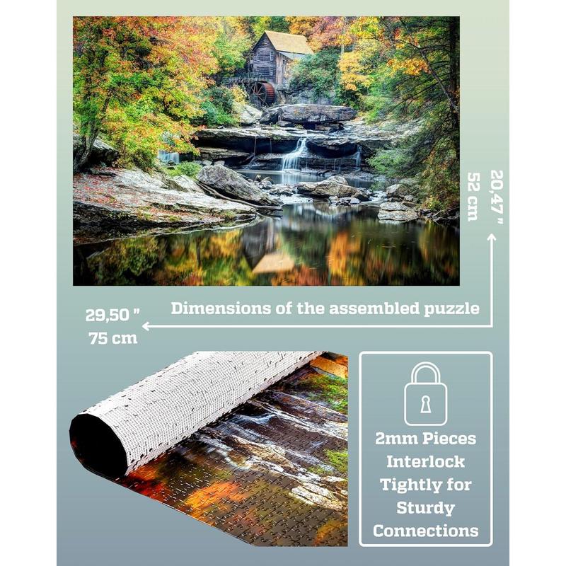 Puzzles for Adults 1000 Pieces - 20x30 in HD Quality Landscape 1000 Piece Puzzle for Adults & Families | Sturdy 2mm Adult Puzzle Pieces | 8 Jigsaw Puzzles Saver Sheets & Full-Sized 1:1 Poster Included