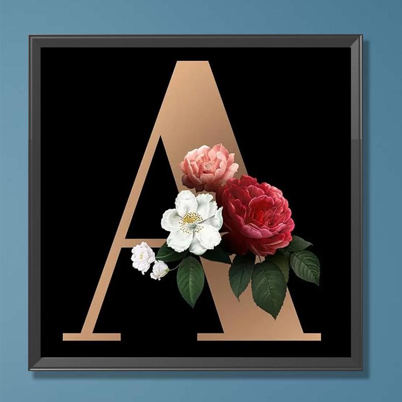 Letter A Pattern DIY Diamond Arts Colorful Painting Kit without Frame, 5D Diamond Crafts Wall Art Decor For Home Living Room Bedroom