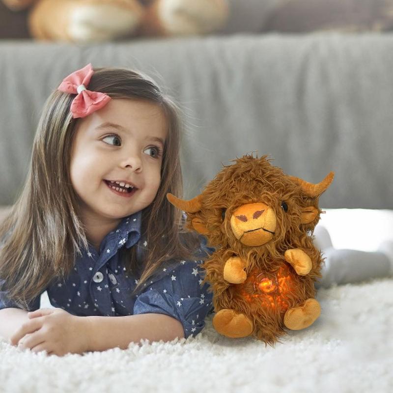 Breathing Stuffed Animal,Portable Plush Baby Toy,Soothing Breathing Stuffed Animal for Anxiety Adults and Kids, Breathing Lights and Sound Machine with Realistic