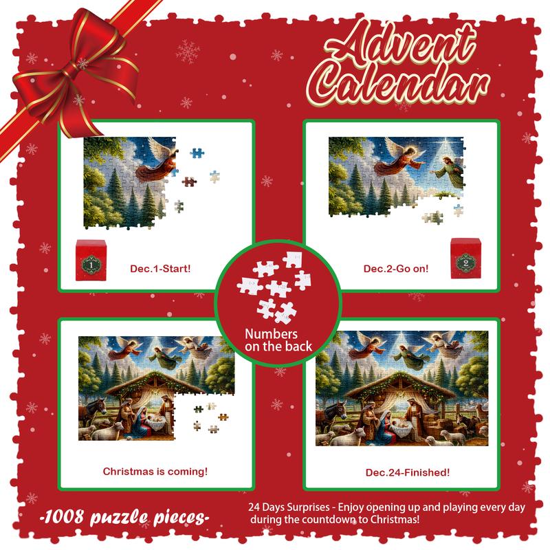 2024 Nativity Set Puzzle Advent Calendar Christmas for Boys and Adults Gift 24 Boxes Religous Jesus Holiday Countdown Unique Decorative