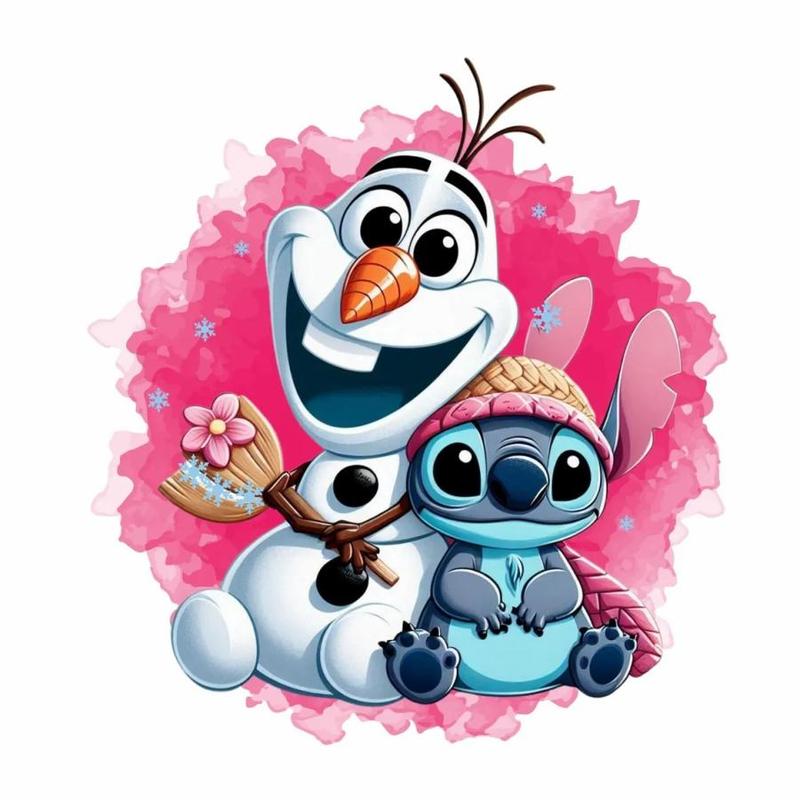 Olaf & Stitch Pattern Diamond Arts Colorful Painting Kit without Frame, DIY 5D Cartoon Diamond Arts Crafts Kit, Wall Art Decoration for Home Bedroom