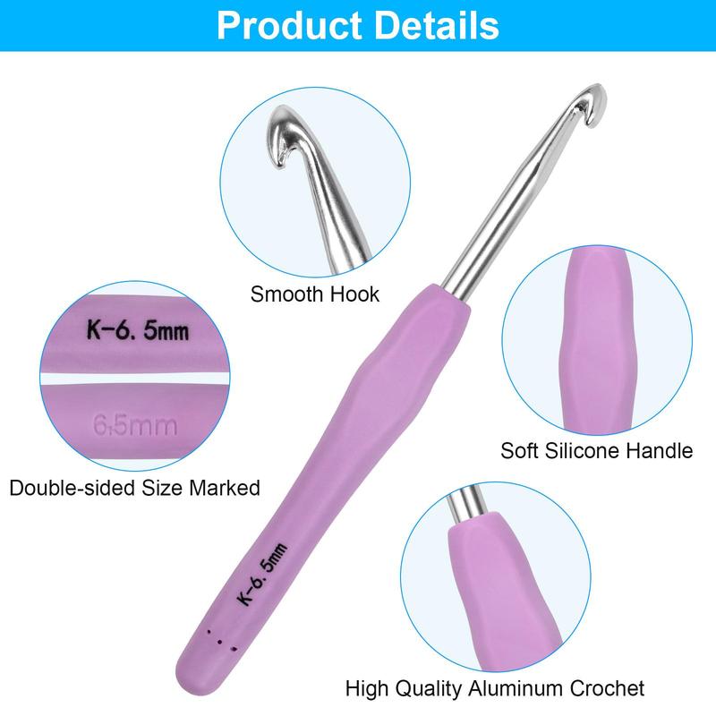 Crochet Hook Set, 1 Set Yarn Crochet Kit for Beginners, Knitting Needles with Ergonomic Handles, Crochet Needle Kit with Blue Case for Crocheter [Package List As Picture Shown]