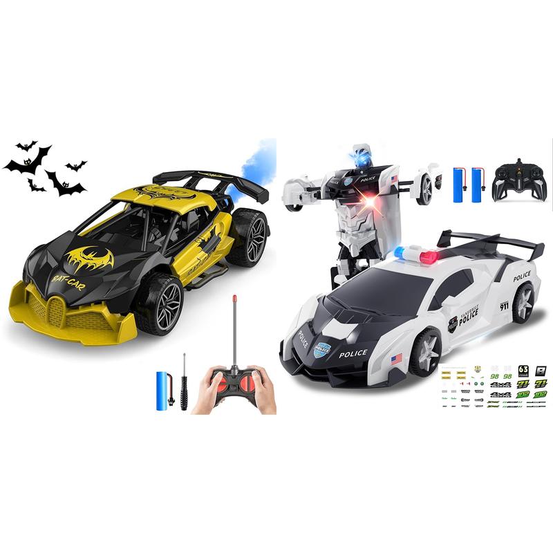 Transformable Robot RC Car+Jet RC Car 2.4GHz-1:18 Scale,Lights,Rotatable Drift,Rechargeable,Christmas Halloween Gift