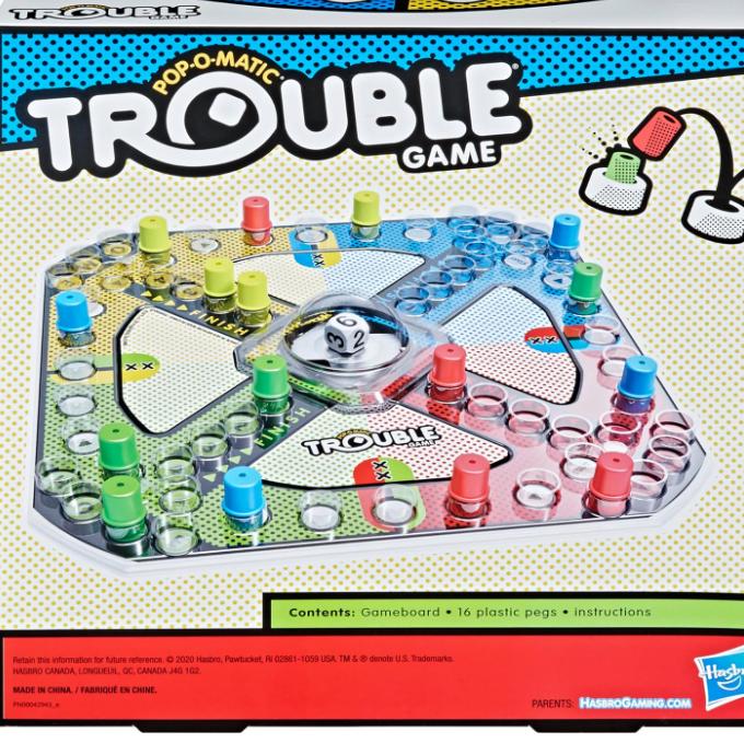 Hasbro Gaming Trouble Board Game for Kids Ages 5 and Up 2-4 Players (Packaging may vary)