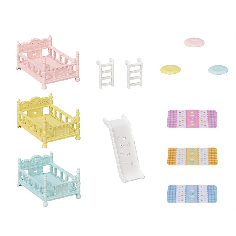 Calico Critters Triple Bunk Beds, Dollhouse Furniture Set