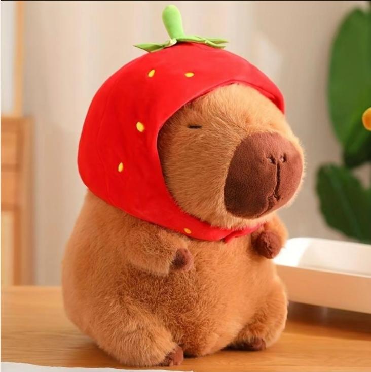 Strawberry Capybara Plush Toy, SummerGifts, Cute Capybara Anime Fluffy Toy,Creative Birthday and Holiday Gift OptionsRoom Decor, Thanksgiving, Chrismats GiftSet