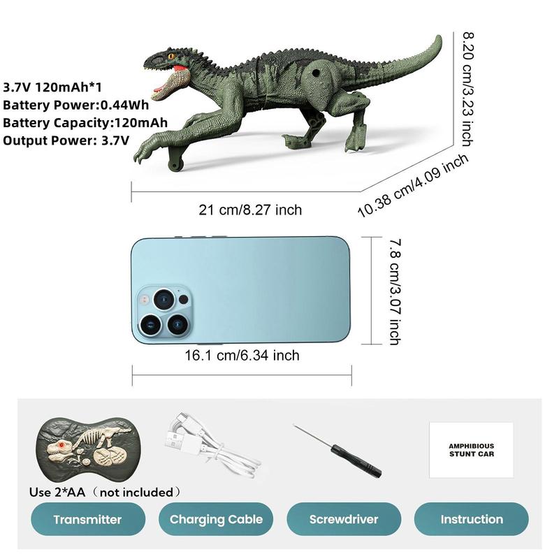 Remote Control Simulation Dinosaur Toy, USB Rechargeable Walking Robot Dinosaur With Light