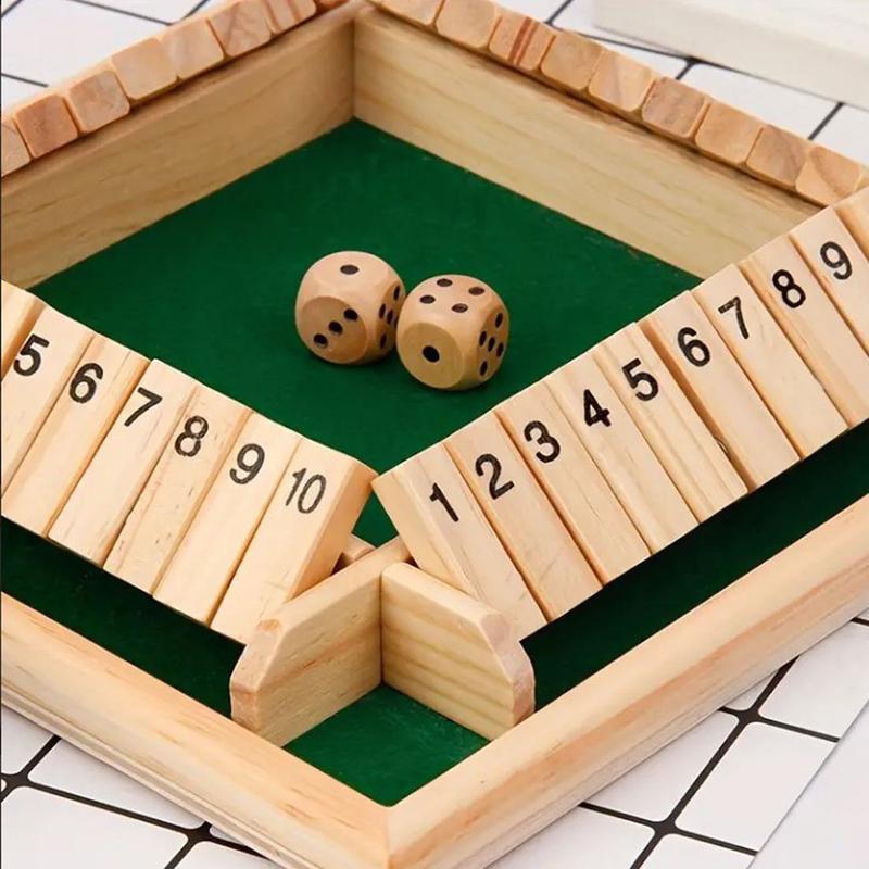 Shut The Box Dice Game, Wooden Board Table Math Game with 2 Dice and Shut, 2-4 Player Family Wooden Board Table Math Games for Adults and Kids