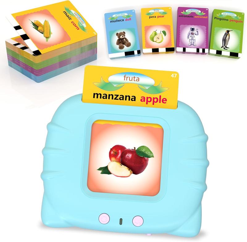 Spanish & English Talking Flash Cards for Boys & Girls 224 Sight Words Toys for Speech Training, Interactive Montessori Learning & Christmas Gifts