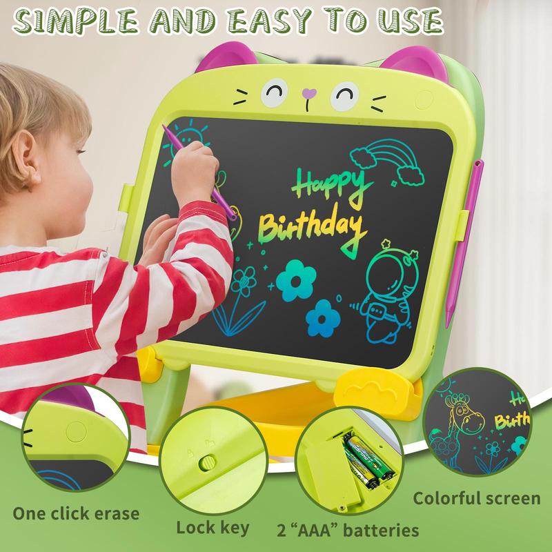 13.5-Inch LCD Writing Tablet with Adjustable Stand, Colorful Doodle Board for Kids Ages 3-6, Portable Electronic Drawing Pad, Eco-Friendly Educational Toy, Creative Drawing Tool for Boys and Girls, Perfect for Travel and Learning