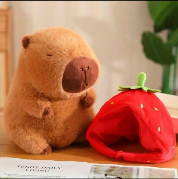 Strawberry Capybara Plush Toy, SummerGifts, Cute Capybara Anime Fluffy Toy,Creative Birthday and Holiday Gift OptionsRoom Decor, Thanksgiving, Chrismats GiftSet