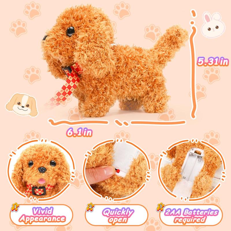 Plush Toys Puppy Electronic Toy Dogs That Walk and Bark,Tail Wagging Fake Dog Interactive Dog Toy with Leash,Easter Christmas Birthday Gift