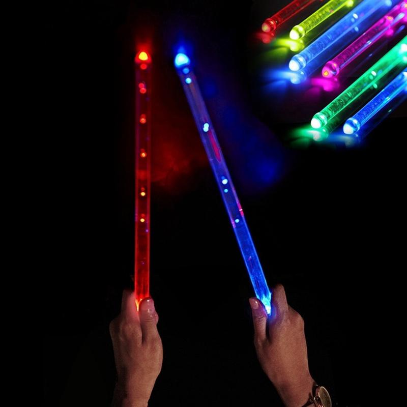 Bright LED Light Up Drumsticks, USB Rechargeable 13 Color Changing Drum Sticks, Glow in The Dark Drumsticks, Drummer Gifts Drum Sticks for Adults Kids, Not Include Cables & Charge Wire