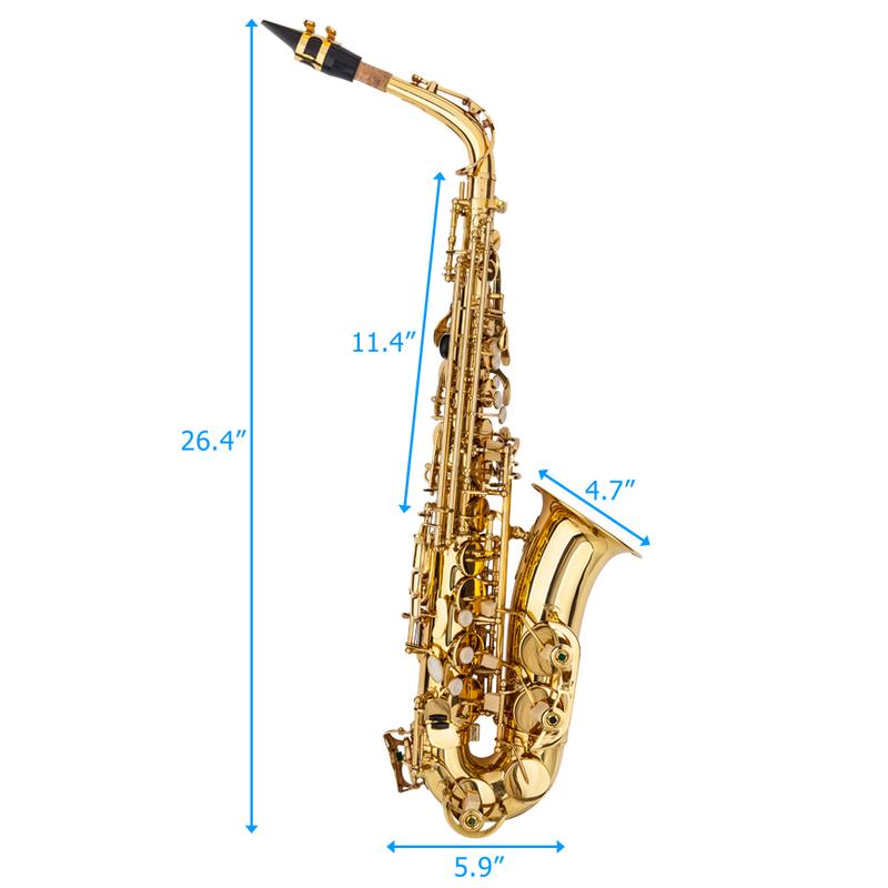 Stylish Mid-range Alto Drop E Lacquered Golden Saxophone Painted Golden Tube with Carve Patterns