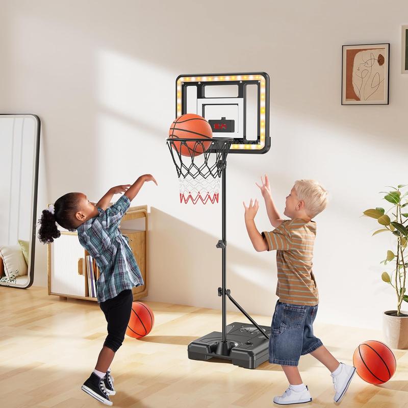 Kids Basketball Stand with Scoreboard and Timer, Adjustable Height 3ft - 5.8ft Basketball Stand Toy, Sports Games for Boys Aged 3 4 5 6 7 8