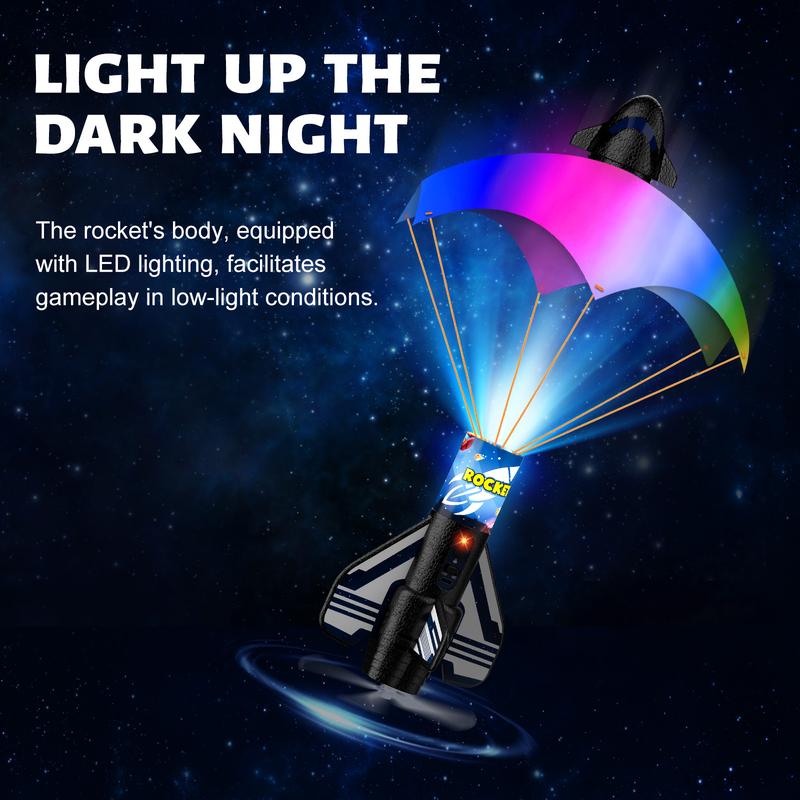 Rocket Launcher for Kids, 200 ft Flight Altitude Self Launching Motorized Rocket Toy with Safety Parachute Land and LED Light, Outdoor Toys Gifts.