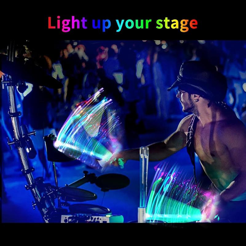 Bright LED Light Up Drumsticks, USB Rechargeable 13 Color Changing Drum Sticks, Glow in The Dark Drumsticks, Drummer Gifts Drum Sticks for Adults Kids, Not Include Cables & Charge Wire