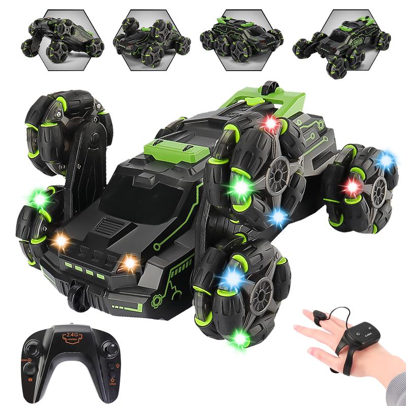 RC Car Rechargeable USB 6 Wheels Drive Smoke Light Dual Grip Remote Control Hand Gesture Sensor an Off Road Climbing Drift Stunt 360 Degree Rotating Flipping Back Car JC03