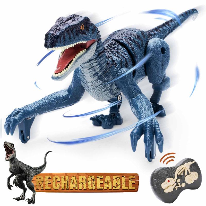 RC Dinosaur Toys for Kids, Electronic RemoteControl Dinosaur Walking Robot Toy with Light &Realistic Roaring Sound Velociraptor