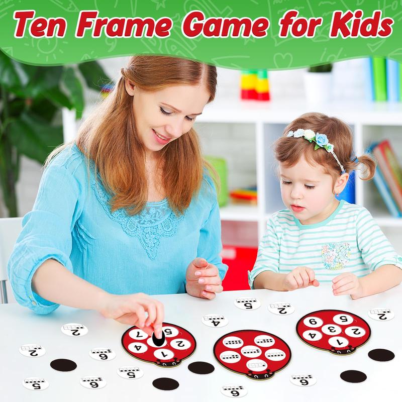 Ten Frame Set,Math Manipulative Games,Addition & Subtraction Math Flash Cards,Number Matching Learning Board Games