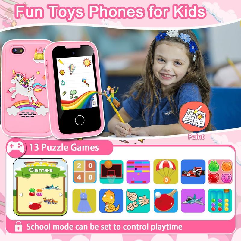 Kids Smart Phone Toys for Girls, Christmas Birthday Gifts for 3-10 Year Old Girl Boy Kids Toys, 2.8