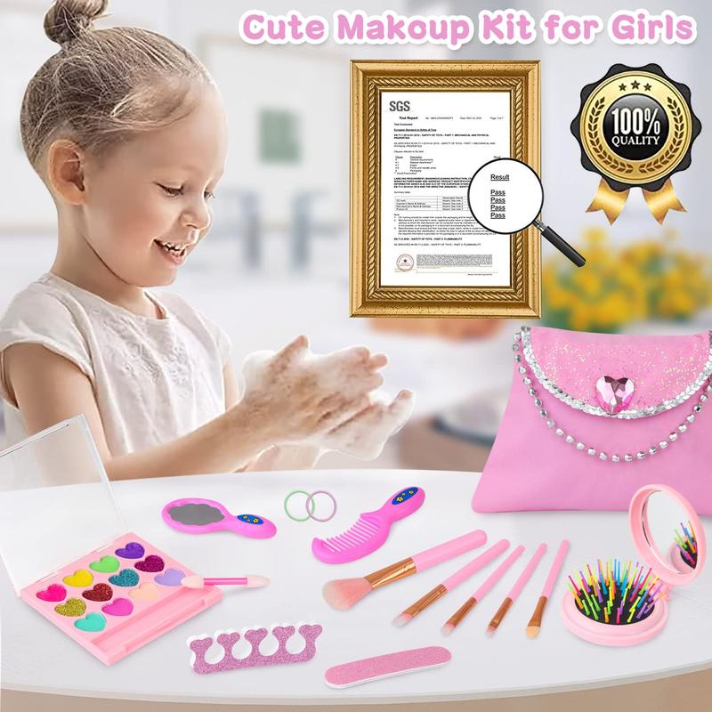 19 Pcs American 18 Inch Doll Clothes and Accessories Make Up Sets includes Doll Dress Cosmetic Bag and Makeup Stuff for 18 Inch Doll Gneration Dolls（No Doll）