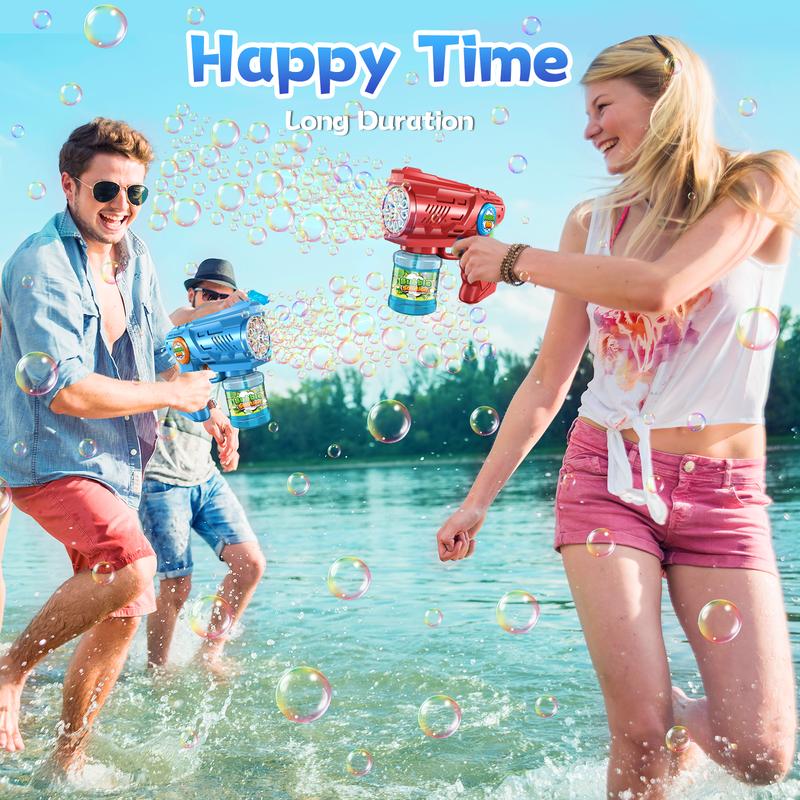 2024 Christmas Gifts Toys for Kids 2-Pack Bubble Guns Backyard Outdoor Toy: 10-Hole Bubble Gun with Rich Bubbles & LED Light