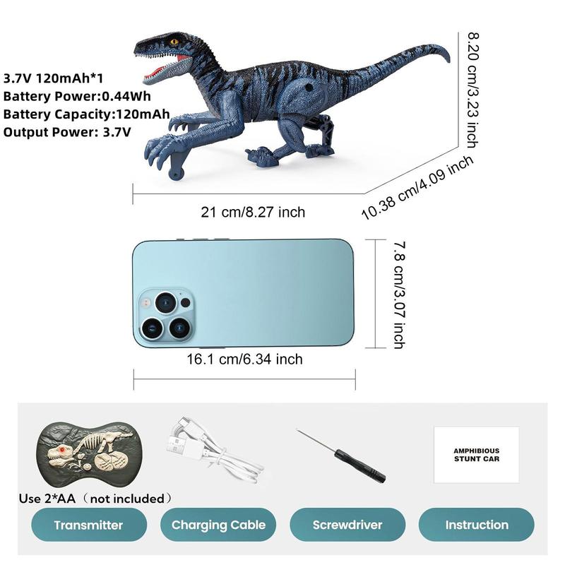 Remote Control Simulation Dinosaur Toy, USB Rechargeable Walking Robot Dinosaur With Light