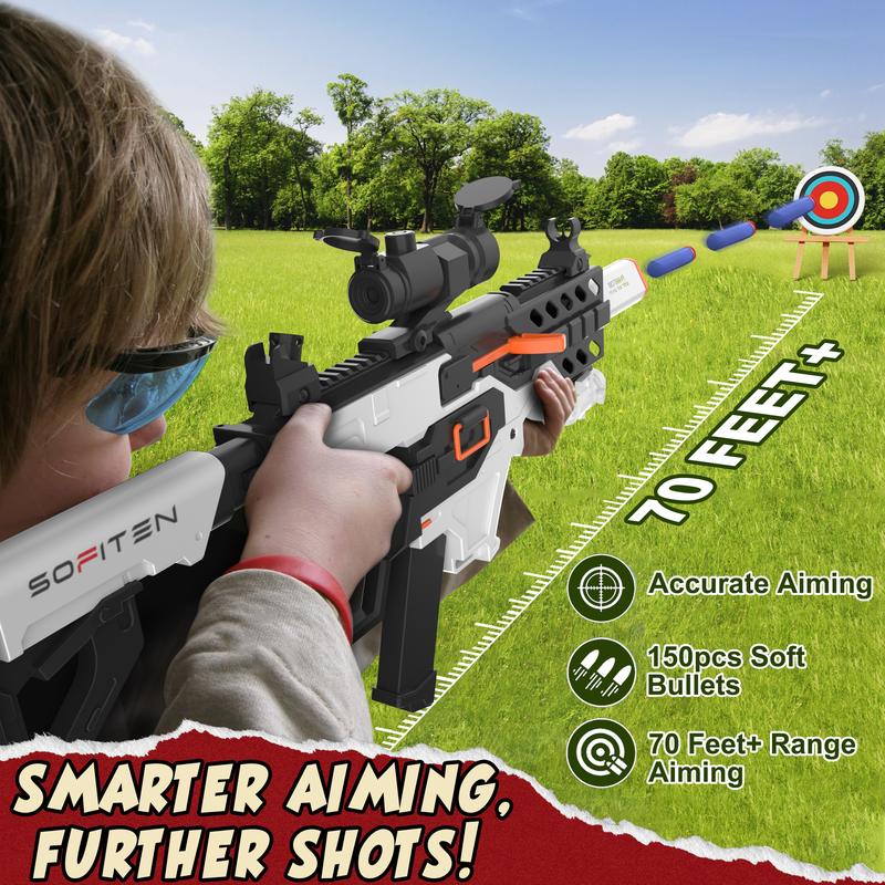 SOFITEN VIKTOR TRAP S1- Automatic sniper toy foam blaster set, with Tactical Vest Kit, Scope. Dart Toys with 120 Darts, IR and Flashlight. toys for boys, outdoor game for  Age 8+, nerf guns, Black Friday deals,Christmas gift. Birthday Gift idea.