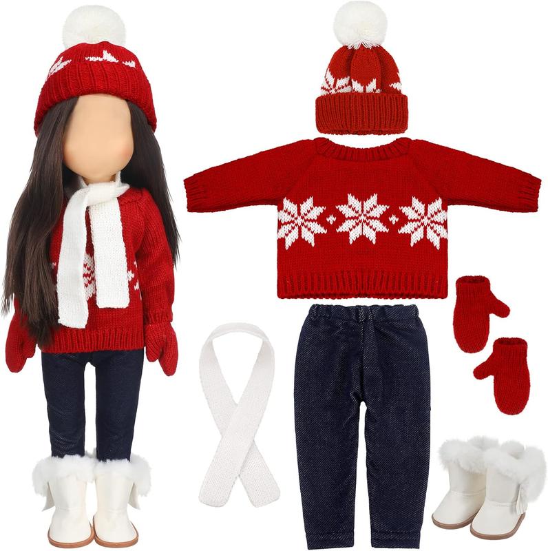 Christmas gift 18-Inch Christmas Doll Clothes & Accessories Set: Sweaters, Trousers, Hats, and Shoes for 18-Inch Dolls - Perfect Gift