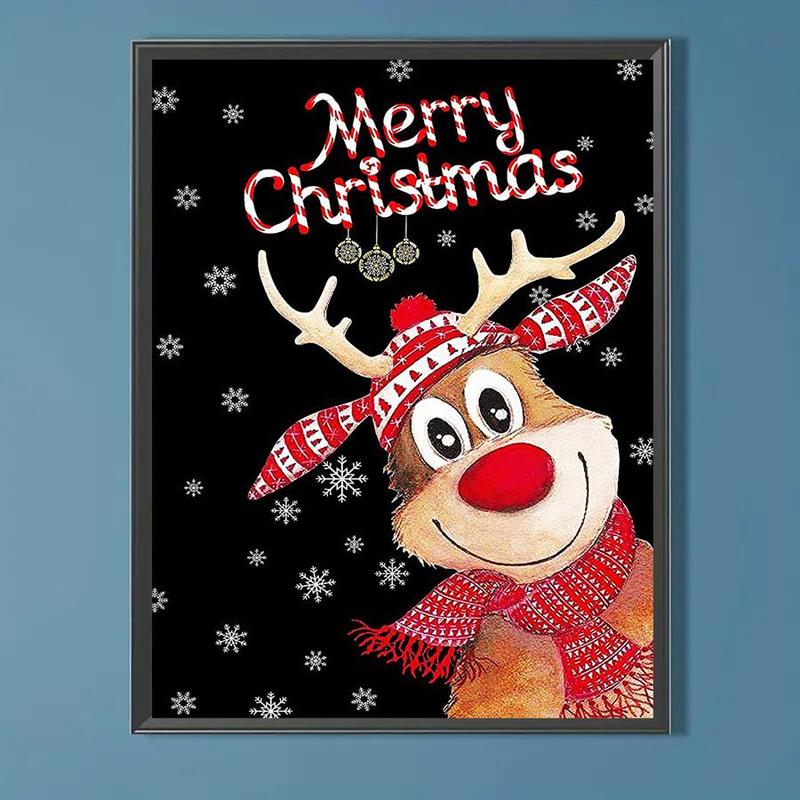 Christmas Cartoon Reindeer Pattern DIY Diamond Arts Colorful Painting Kit without Frame, DIY 5D Diamond Arts Colorful Painting Kit, Wall Art Decor for Home