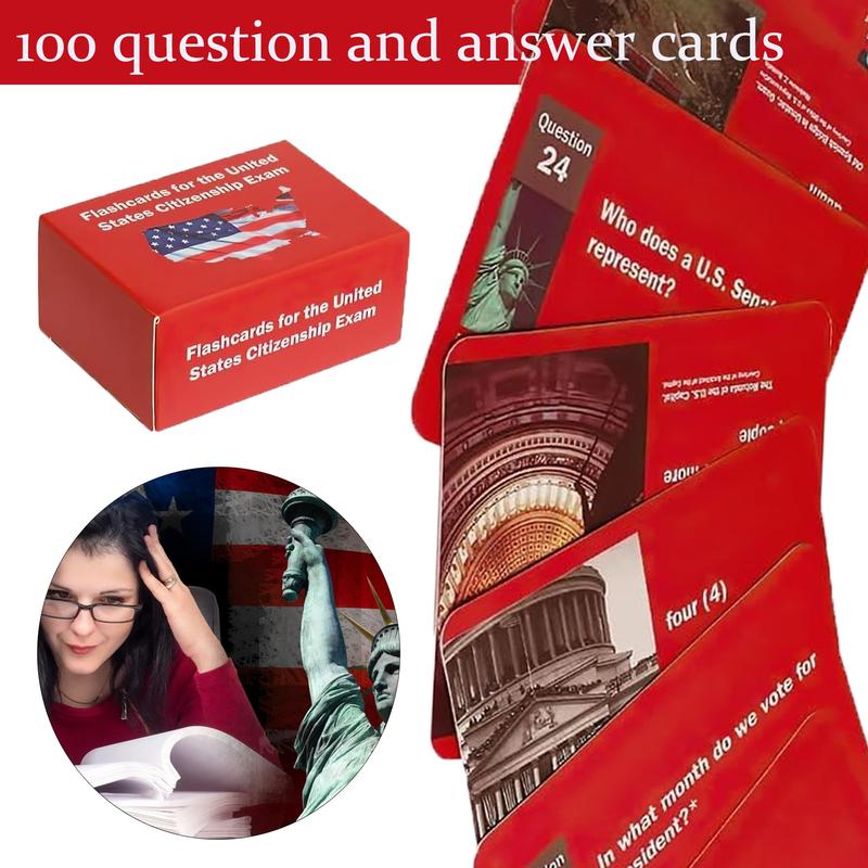 US Citizenship Exam Cards 2024-Portable Cards Prepare for the Naturalization Exam with 100 Official USCIS Questions and Answers (English Version)