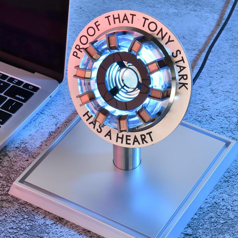 Arc Reactor MK2-1:1 Scale, DIY USB, LED Light, Vibration Sensor, No Assembly, Display Case Included Toy