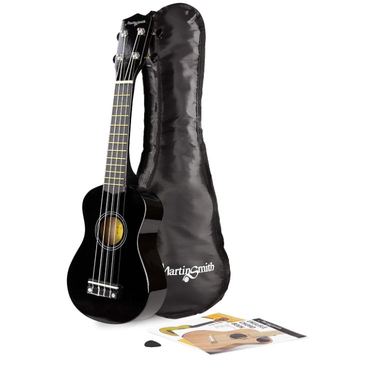 Martin Smith UK-222-BK Soprano Ukulele, Black