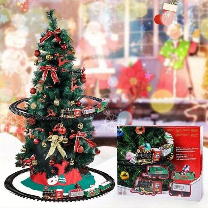 Electric Christmas Remote Control Train with Sound and Light, Hangs on Christmas Tree, Rail Car, Christmas Gift Toys Peripheral Products