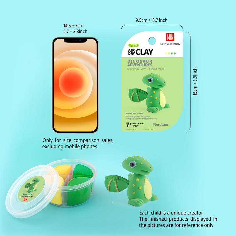 DIY Clay,Dinosaur Adventures-Air Dry Clay 12 boxes, Soft & Ultra Light, safe&Non-Toxic, DIY Craft Easy to use,Modeling Clay for  with Accessories, Tools and Tutorials