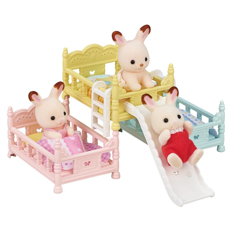 Calico Critters Triple Bunk Beds, Dollhouse Furniture Set