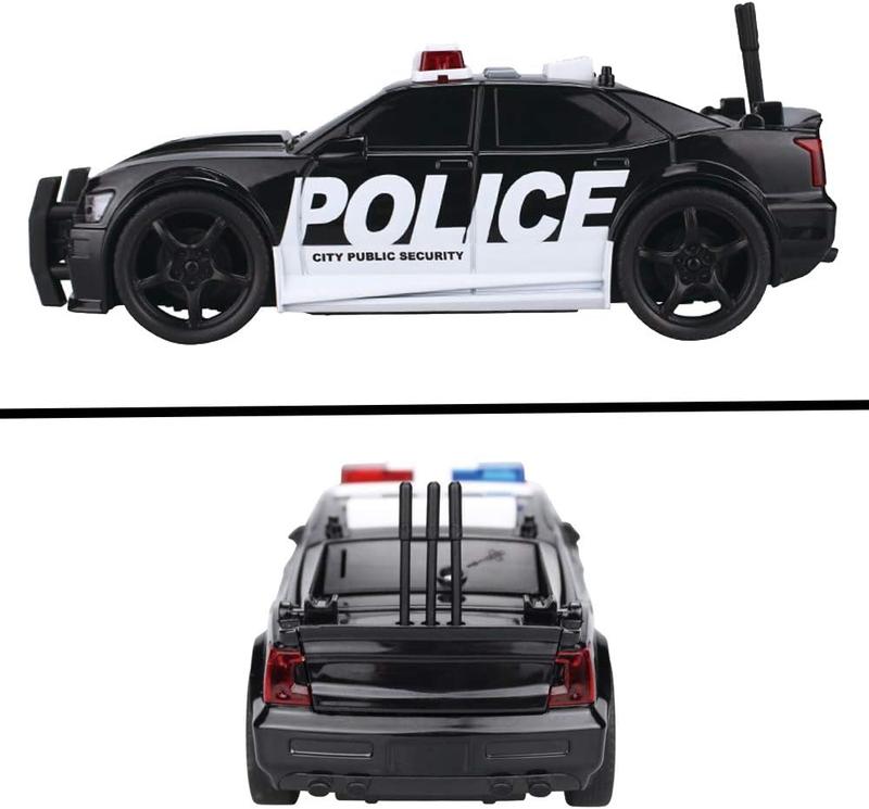 Police Car Toy Plastic Pursuit Rescue Vehicle with Sirnes Sound and Light for Kids Toddlers Boys 1:20