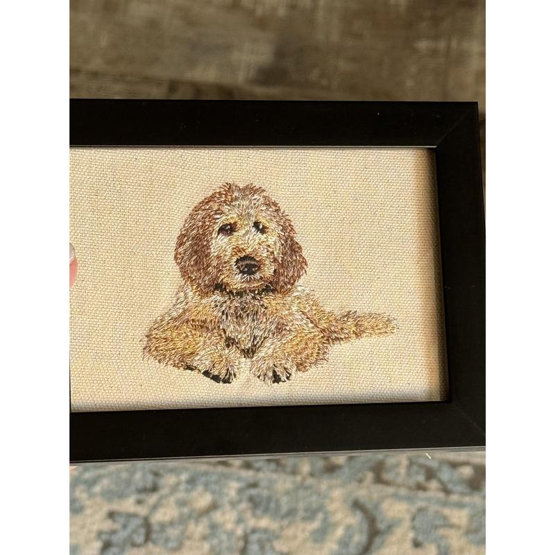 Goldendoodle Machine Embroidered and Framed! Other Breeds Available!