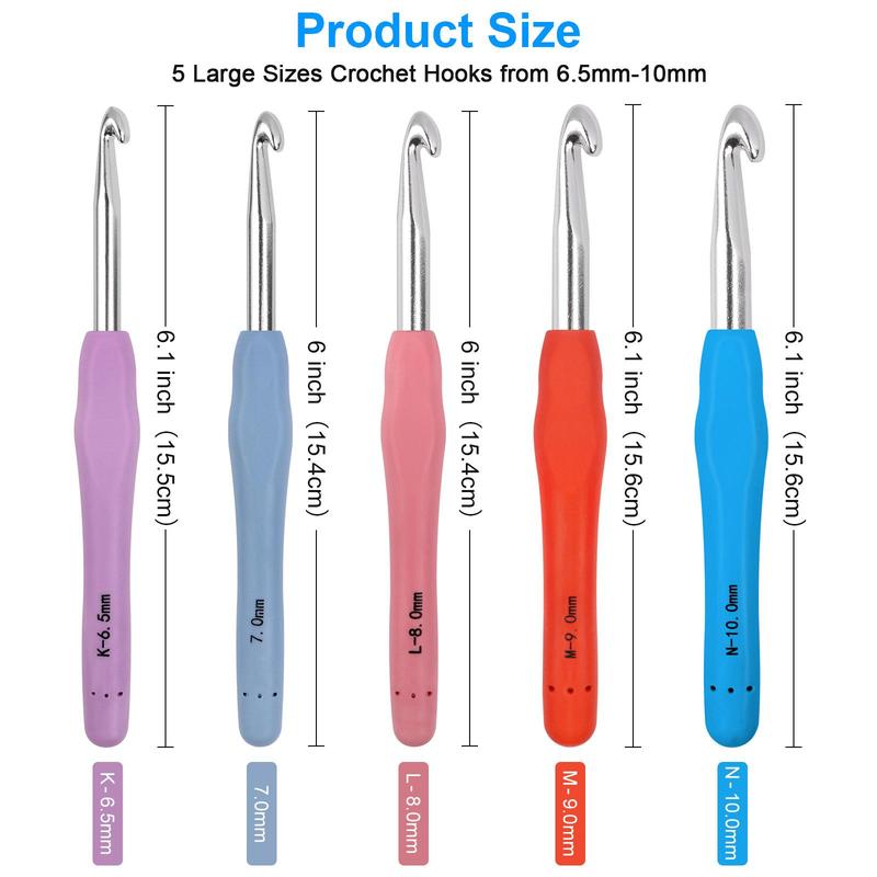 Crochet Hook Set, 1 Set Yarn Crochet Kit for Beginners, Knitting Needles with Ergonomic Handles, Crochet Needle Kit with Blue Case for Crocheter [Package List As Picture Shown]