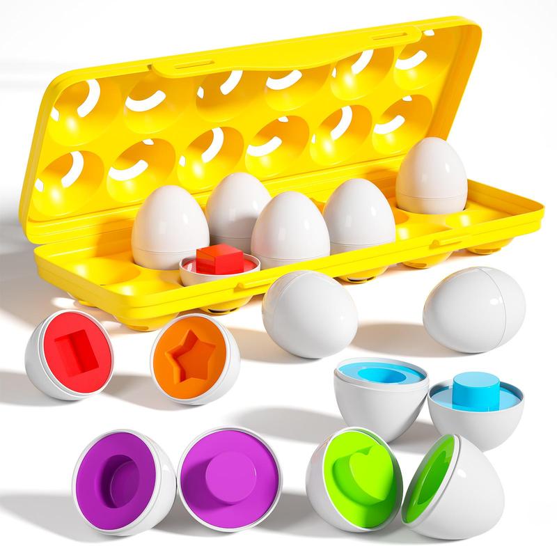 Egg Shaped Matching Toy (1 Set), Educational Color & Shape Recognition Sorter, Busy Board Sensory Toy