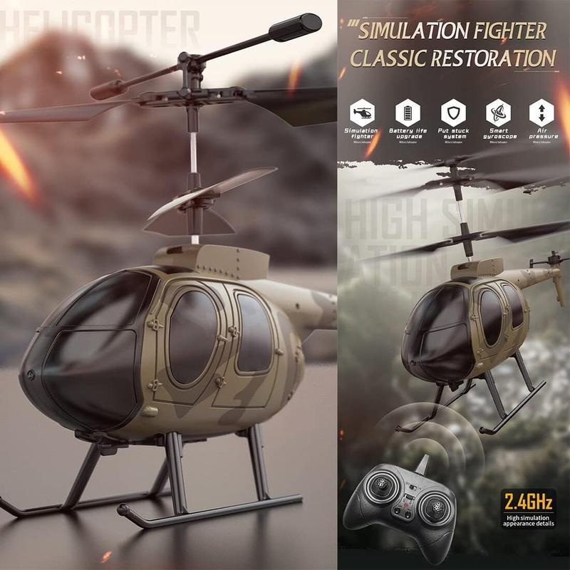 Remote Control Helicopter Toys for Kids 3.5 Channel Military Fan Combat Aircraft Air Pressure Fixed Height Electric Remote Control Toy Airplane Kids Toys