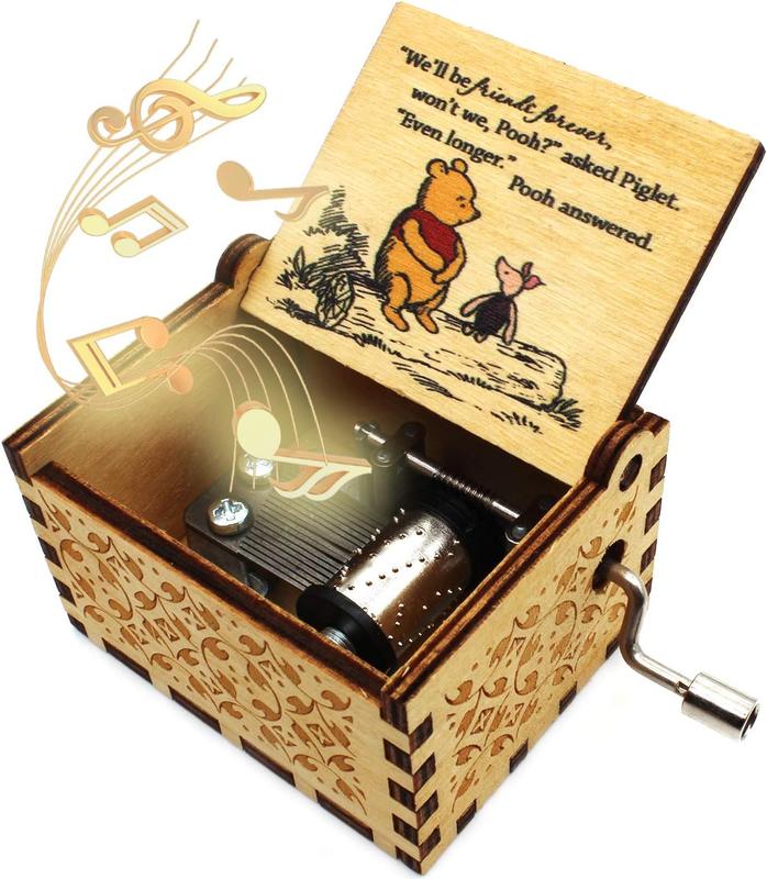 Wooden Music Box - The Pooh Saying Music Box, Gift for Friend, Cousins, BFF, New Year's Gifts- 1 Set