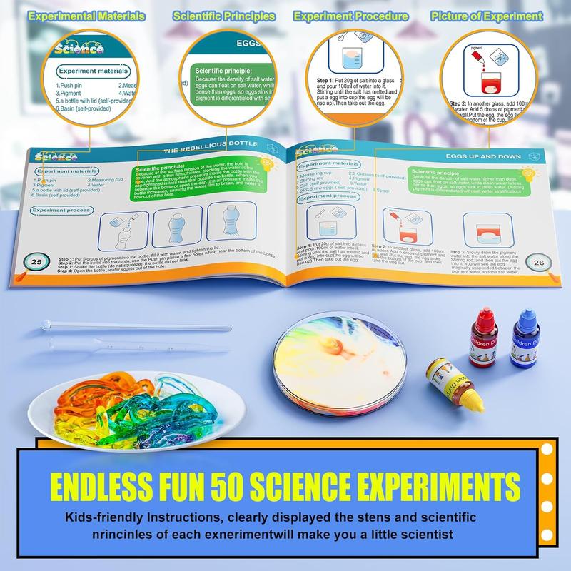 50 Lab Experiments Science Kit for Kids, STEM Activities Educational Scientist Toys Gifts for Age 6-12 Year Old Boys Girls, Chemistry and Physics Set Toys Educational Learning Set